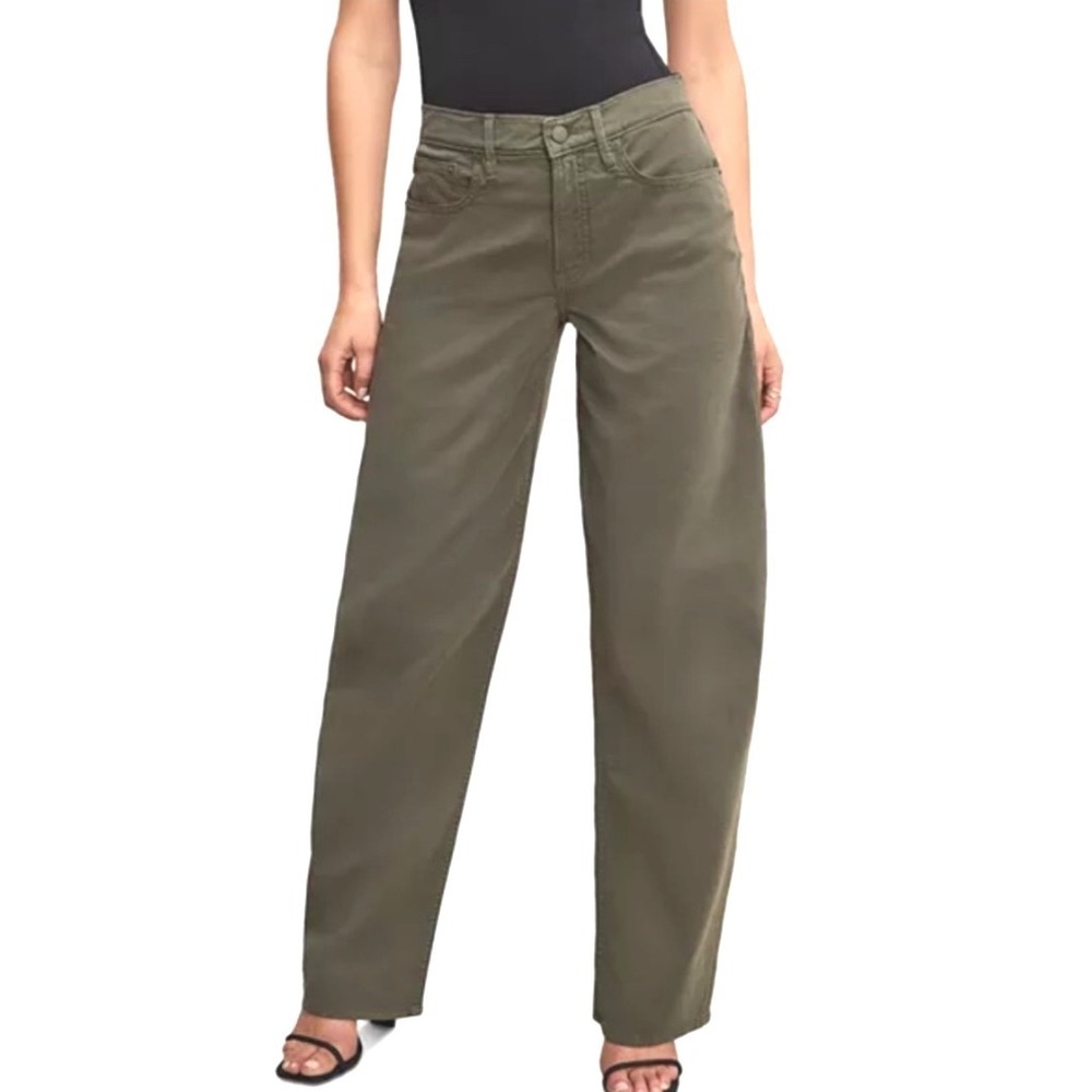 Anthropologie‎ Good American Twill Good Barrel Pants Fatigue Green Size 4